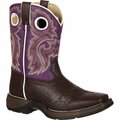 Durango LIL' Big Kid Western Boot, DARK BROWN/PURPLE, M, Size 7 BT386